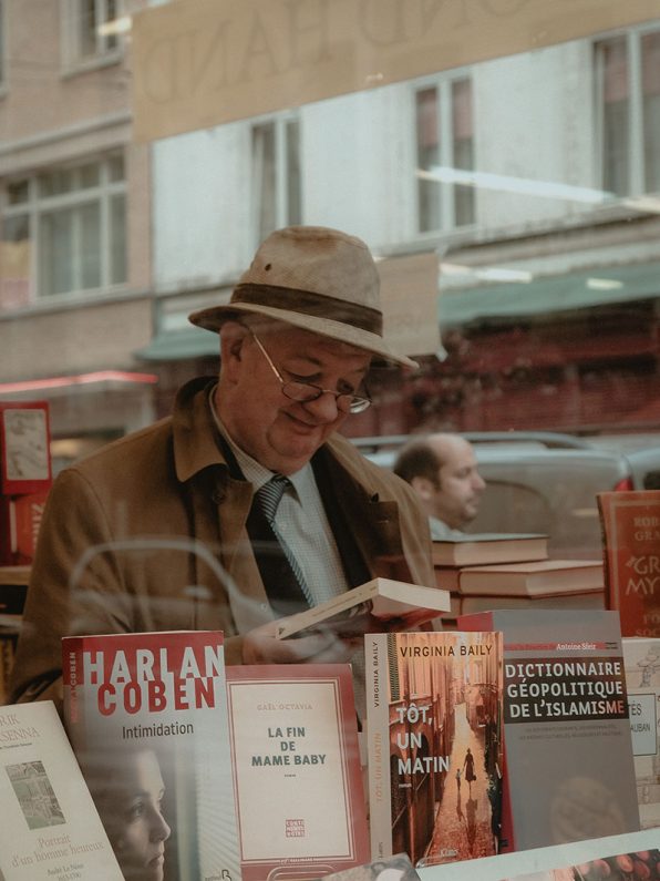 A old man reading