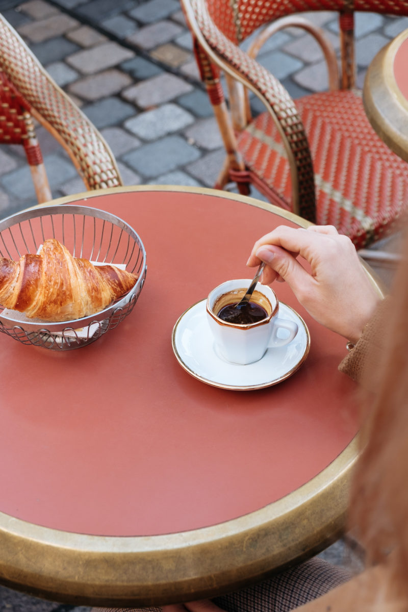 Caffe and croissant in Bordeaux at Cafe du Levant